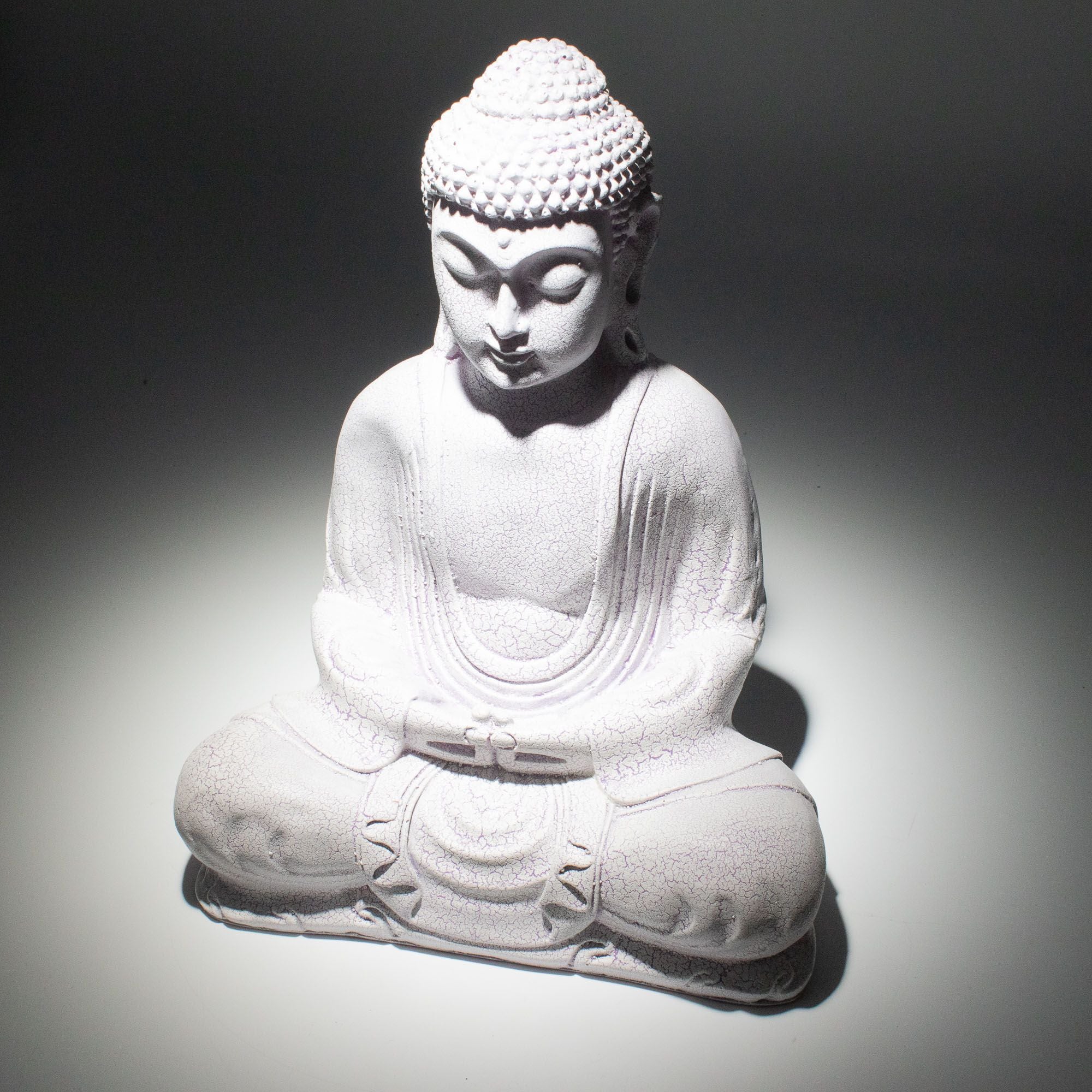 Meditation Buddha Lamp Lavender Crackle - Oval Stand