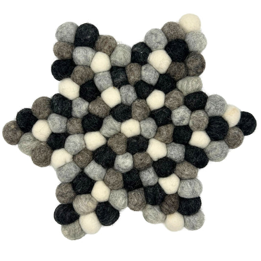 Felt Ball Star Centre Mat -  Multi Grey Colour