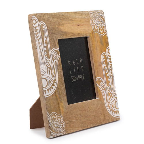 Medium Mango Wood Picture Frame (6x4in / 10x15cm Photo) - Hansa - White