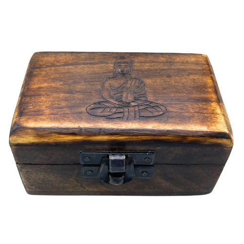 Wooden Pill Box 9x5x4cm - Carved Designs