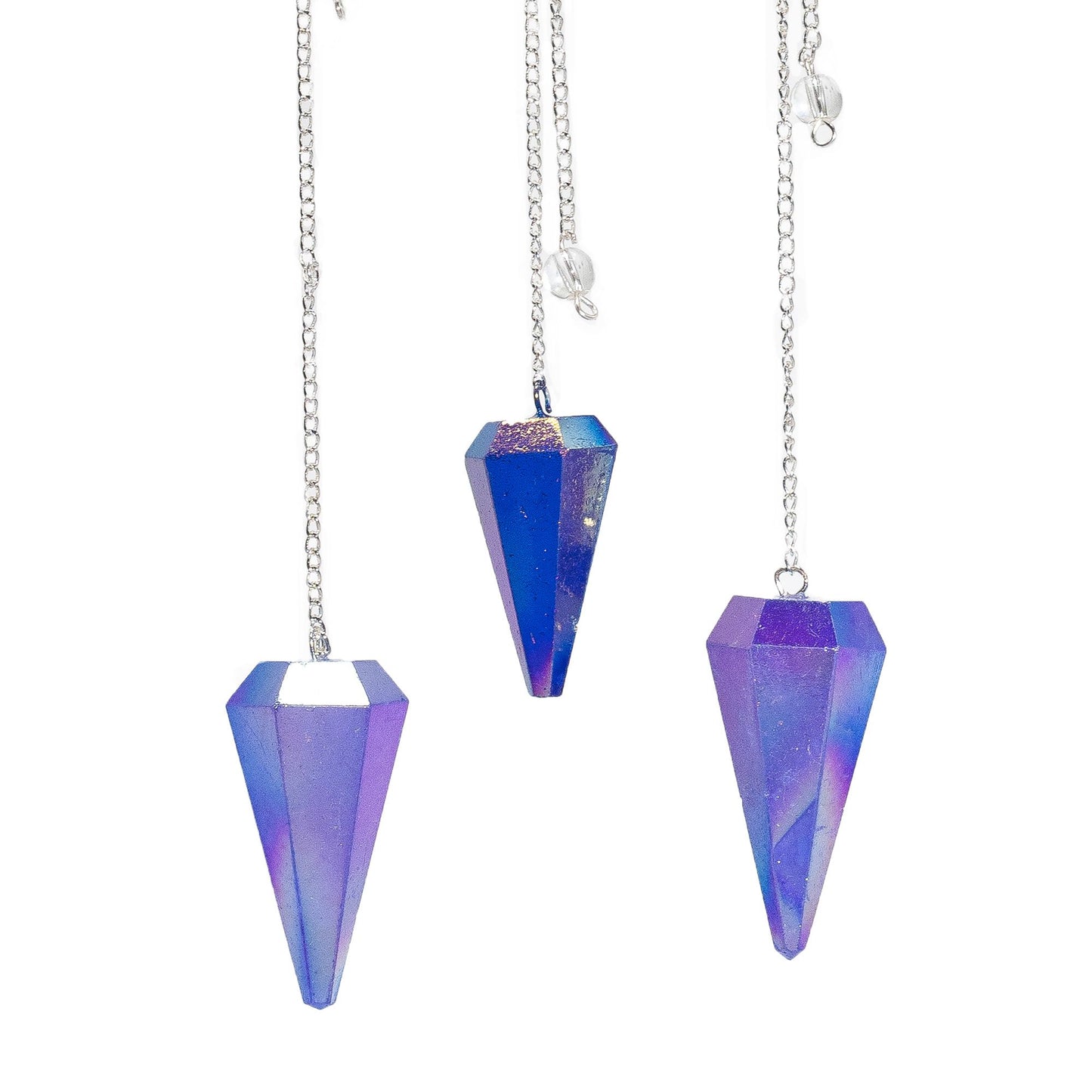 Aurora Crystal Six Sided Pendulum - Blue - 4cm
