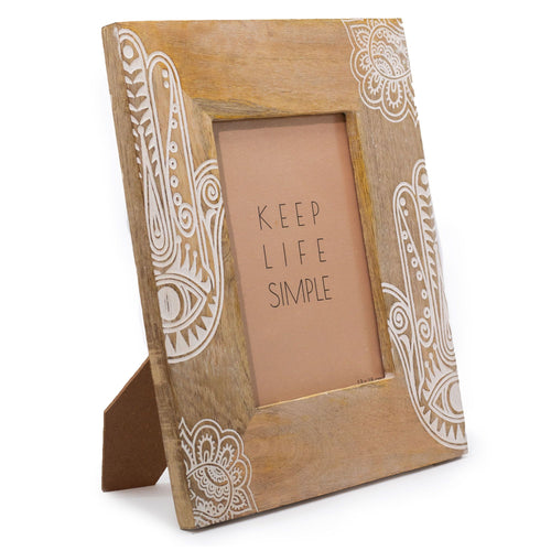 Large Mango Wood Picture Frame (5x7in / 13x18cm Photo) - Hansa - White