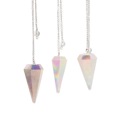 Aurora Crystal Six Sided Pendulum - Angel White - 4cm