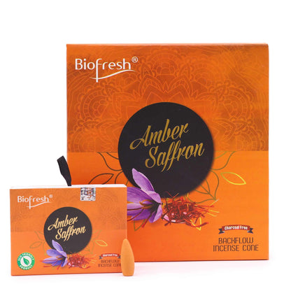 Biofresh Backflow Incense Cones (40 cones) - Amber Safron