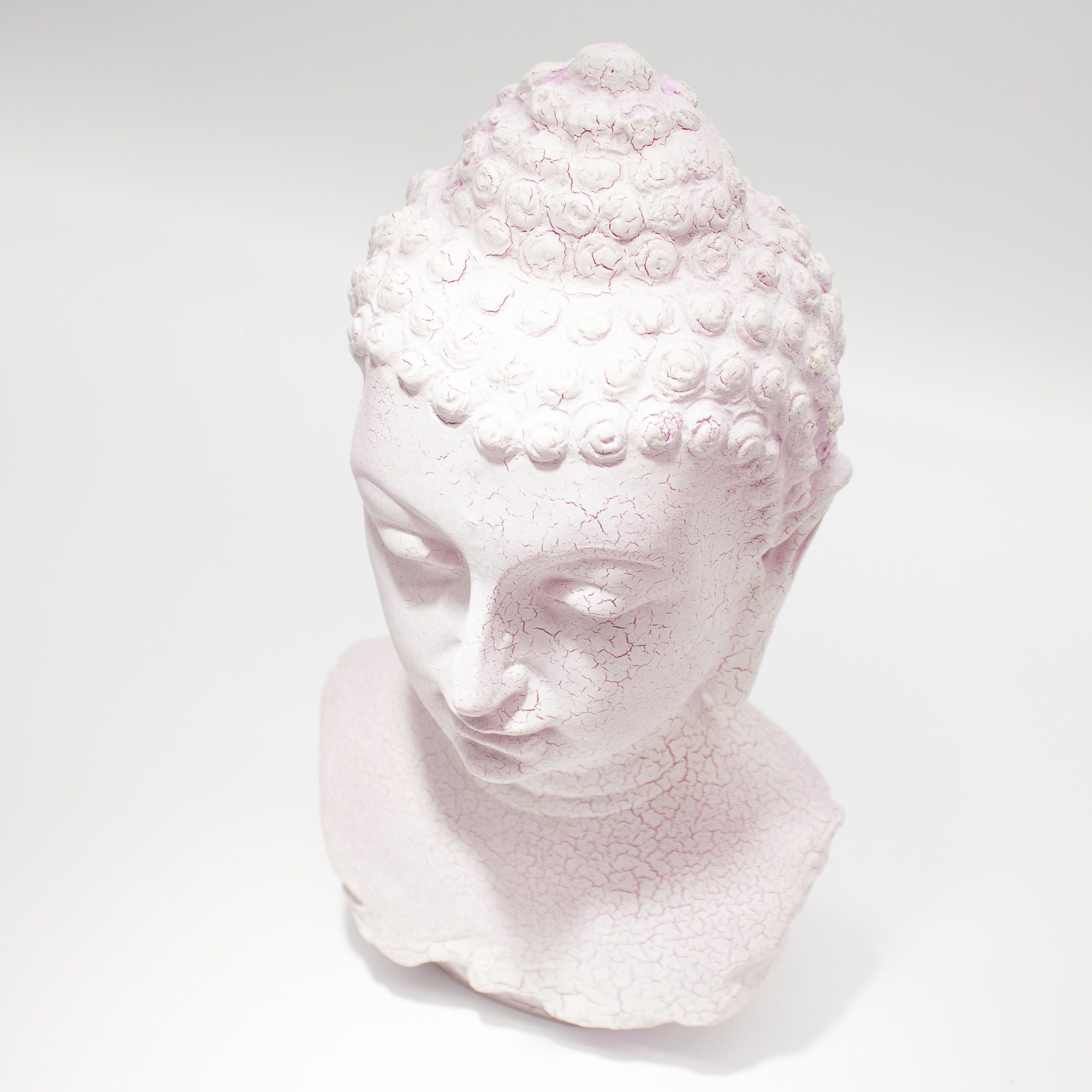 Buddha Bust Lamp Cherry Crackle - Oval stand