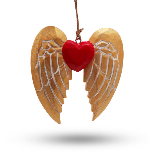 Gold Christmas Angel Wing & Heart - white detail