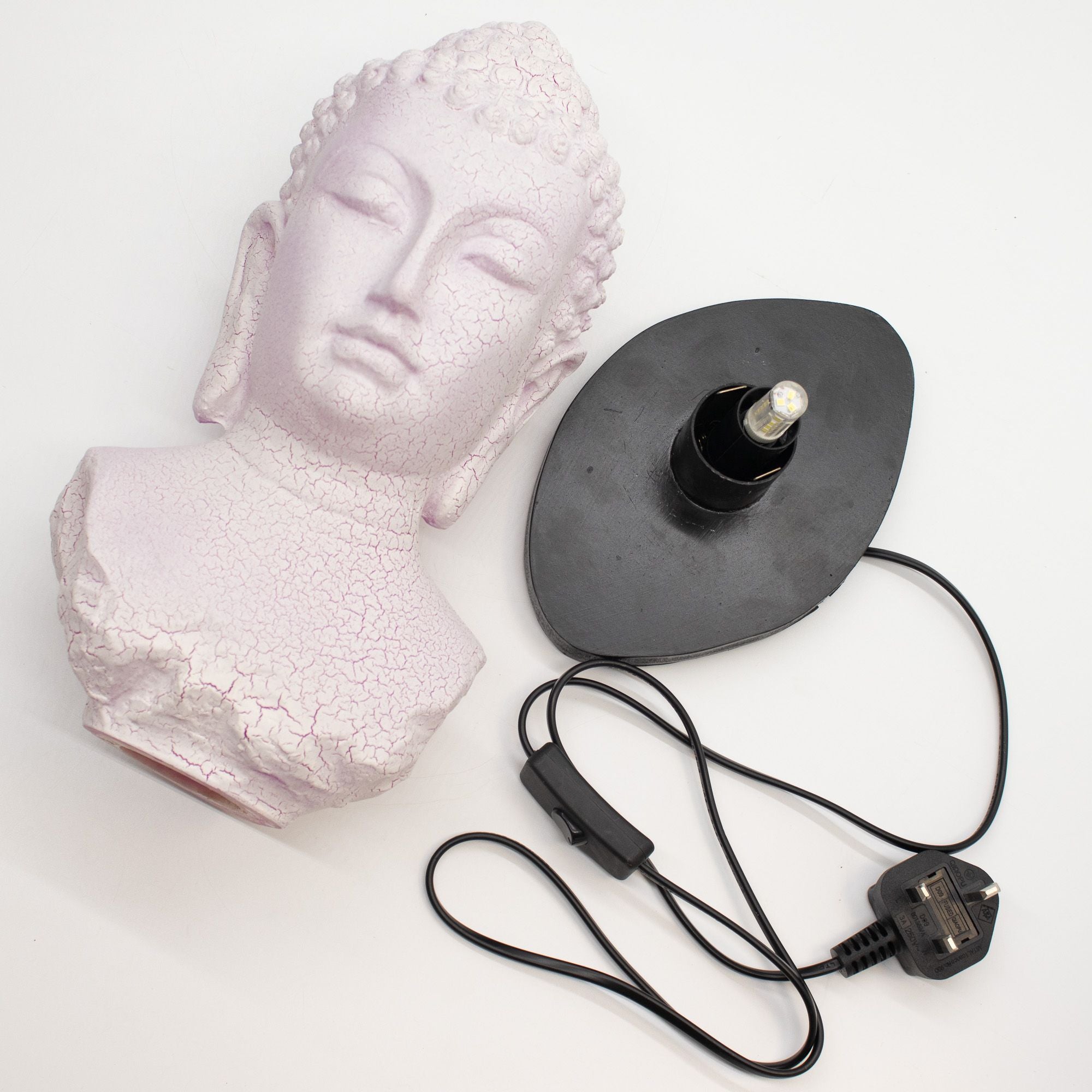 Buddha Bust Lamp Cherry Crackle - Oval stand