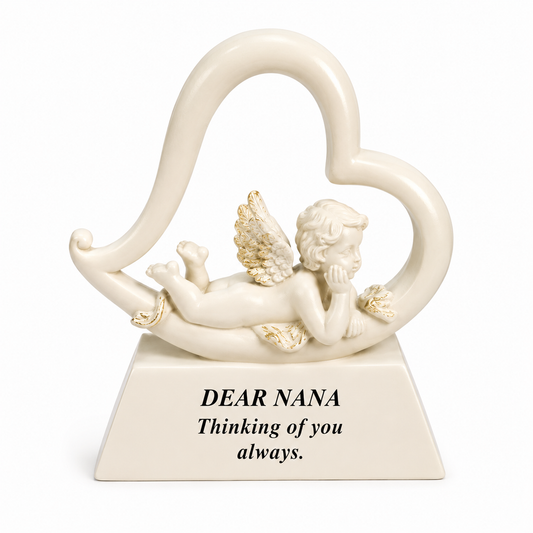 Memorial Heart with Cherub - Dear Nanna
