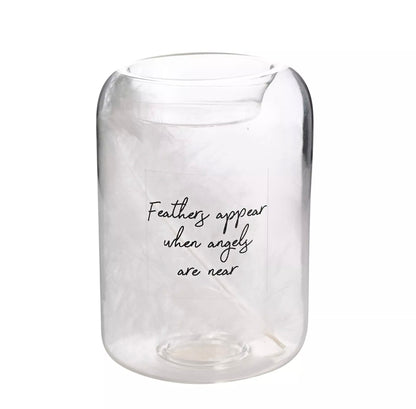 Feathers Appear When Angels Are Near Glass Tealight Holder
