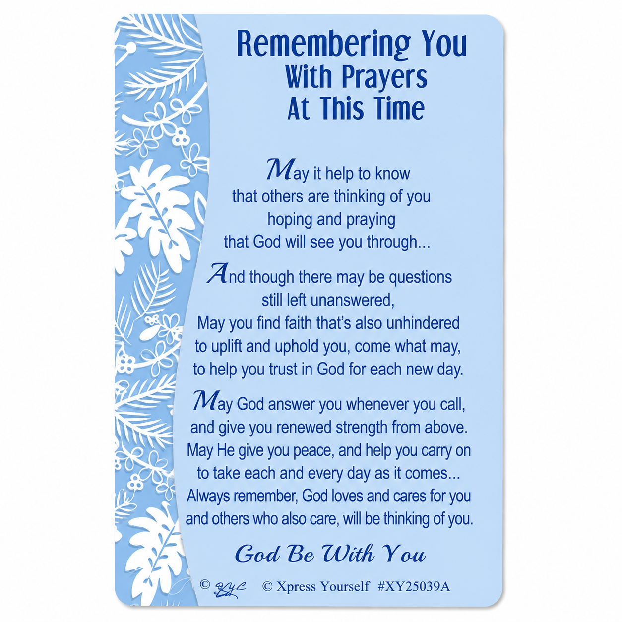 Remembering you with Prayers Keepsake Wallet Card with Envelope