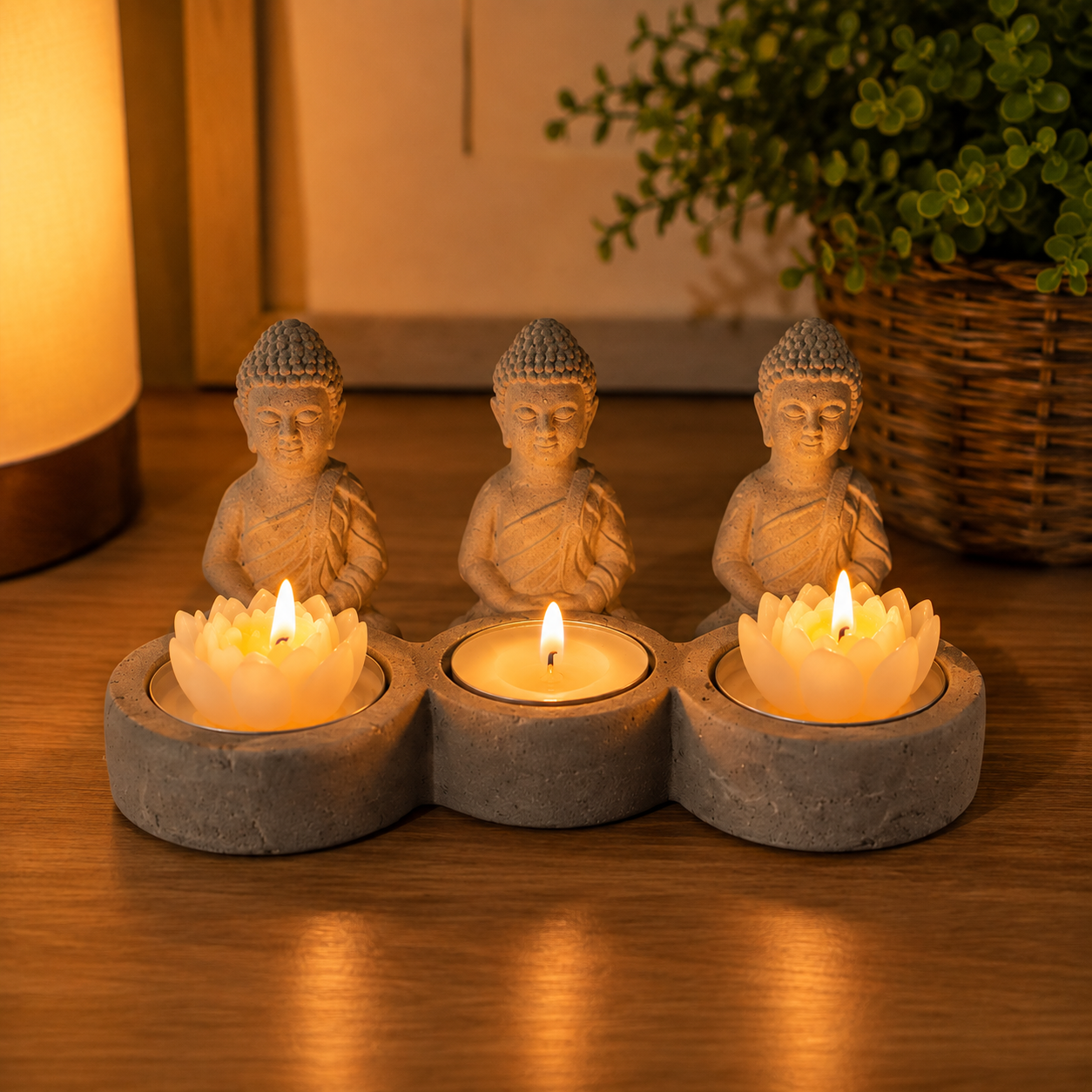 Buddha & Lotus Tealight Candle Holder