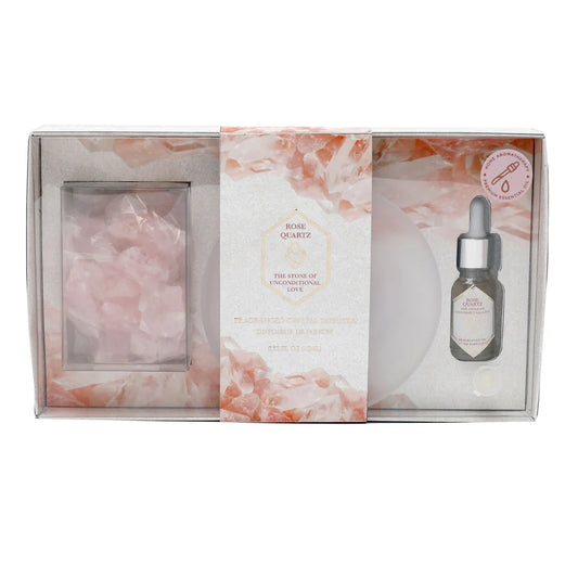 Rose Quartz Oil Diffuser set with Tray (Rose Eucalyptus)